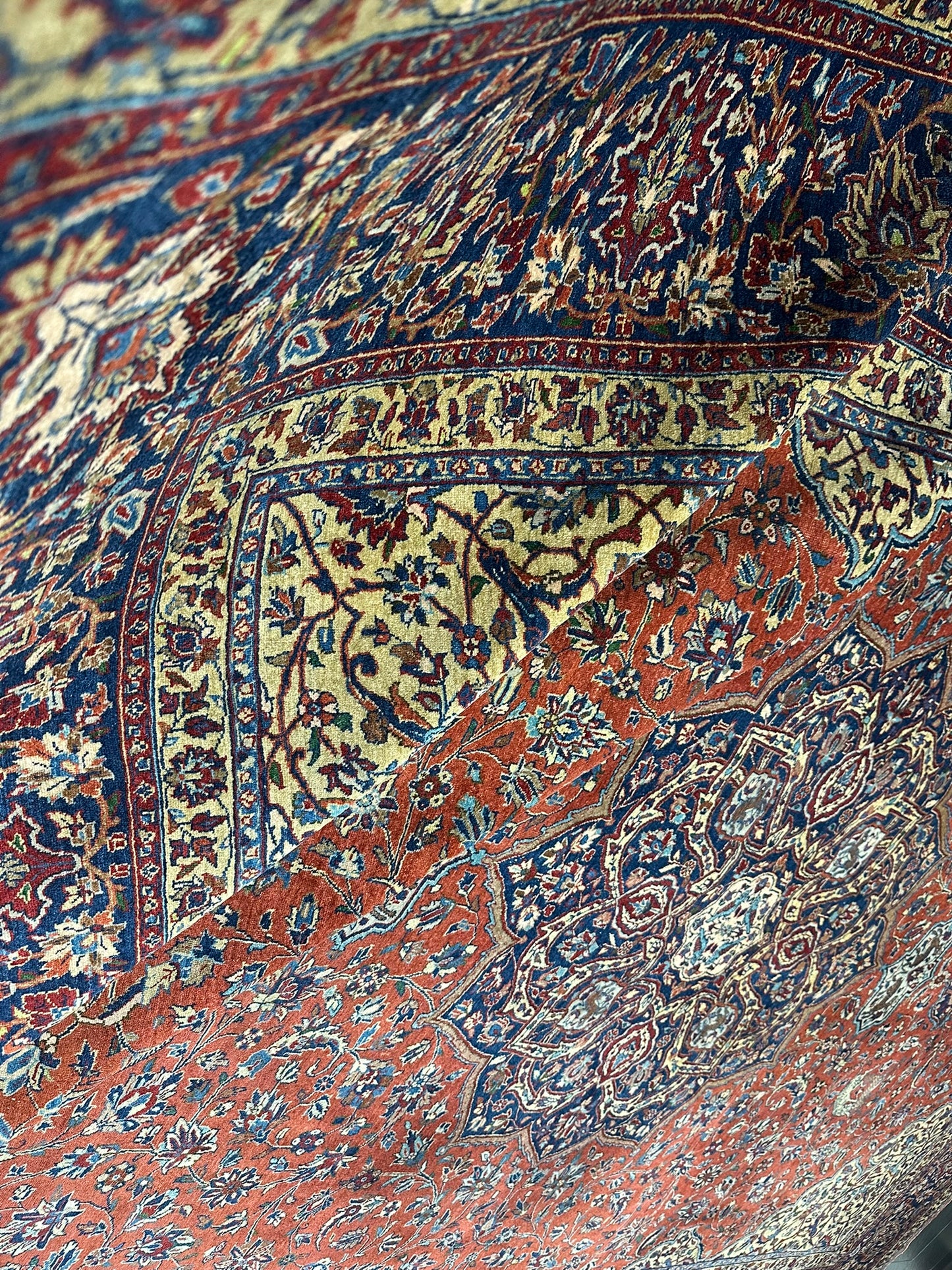 Selten Antiker Handgeknüpfter Teppich Lilian 475x350 cm – Naturfarben
