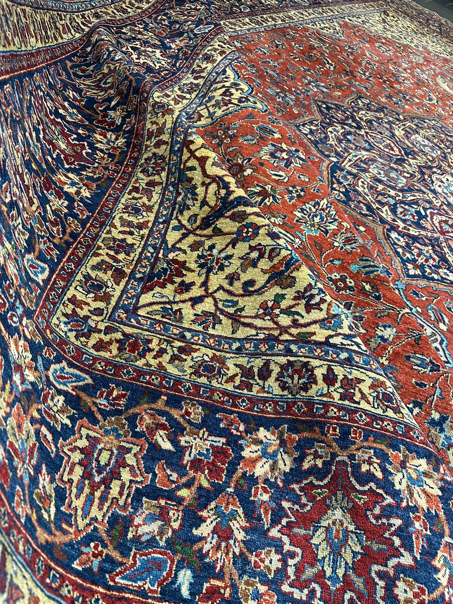 Selten Antiker Handgeknüpfter Teppich Lilian 475x350 cm – Naturfarben