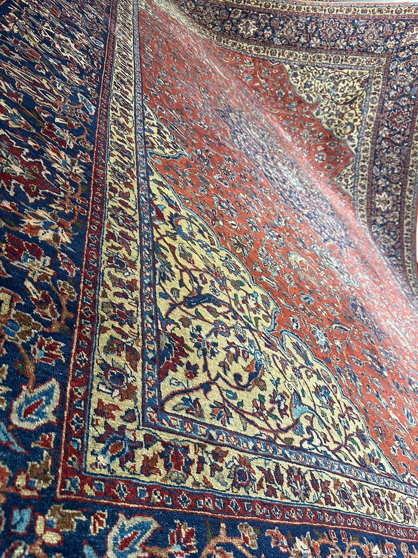 Selten Antiker Handgeknüpfter Teppich Lilian 475x350 cm – Naturfarben