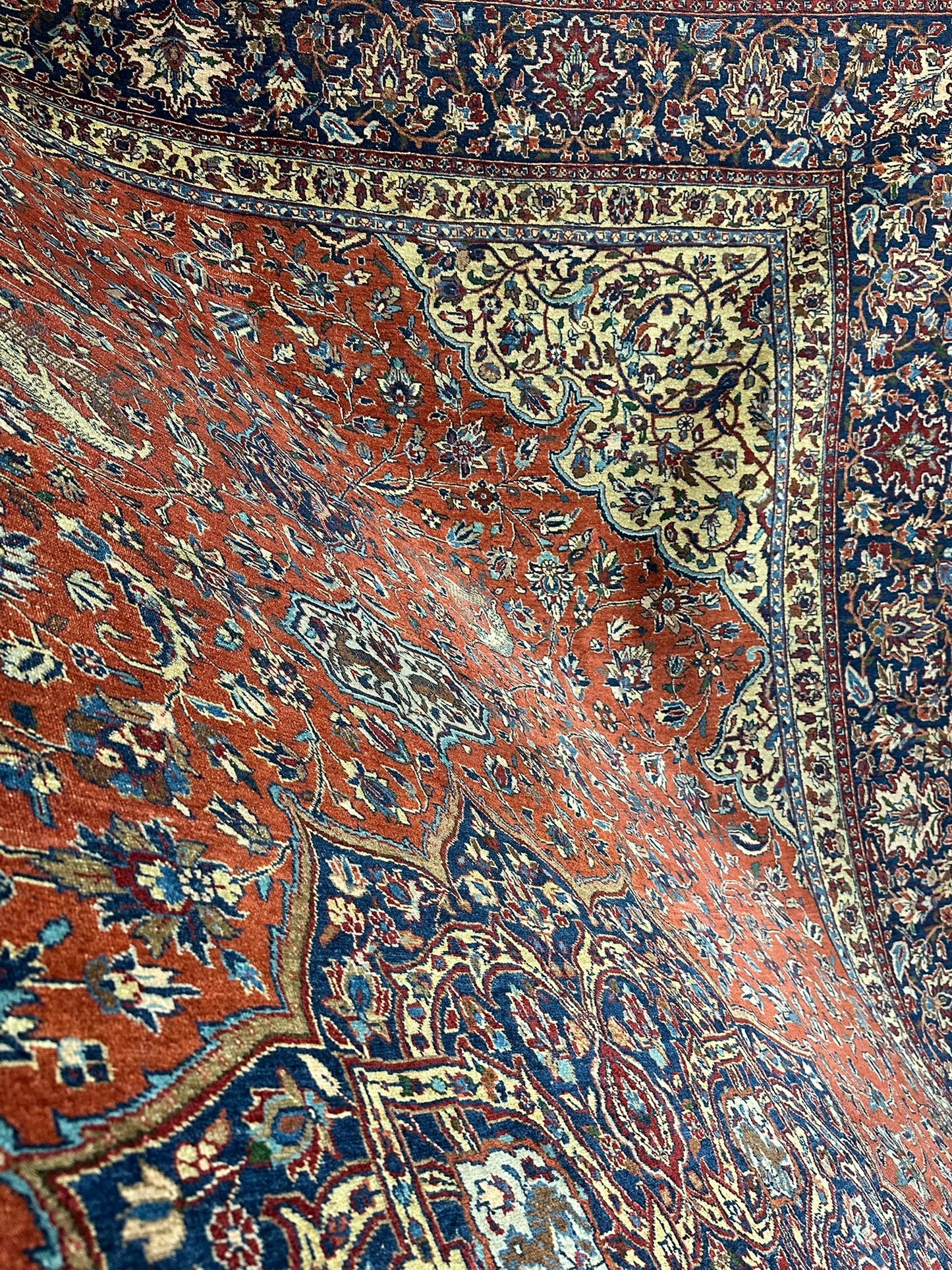 Selten Antiker Handgeknüpfter Teppich Lilian 475x350 cm – Naturfarben