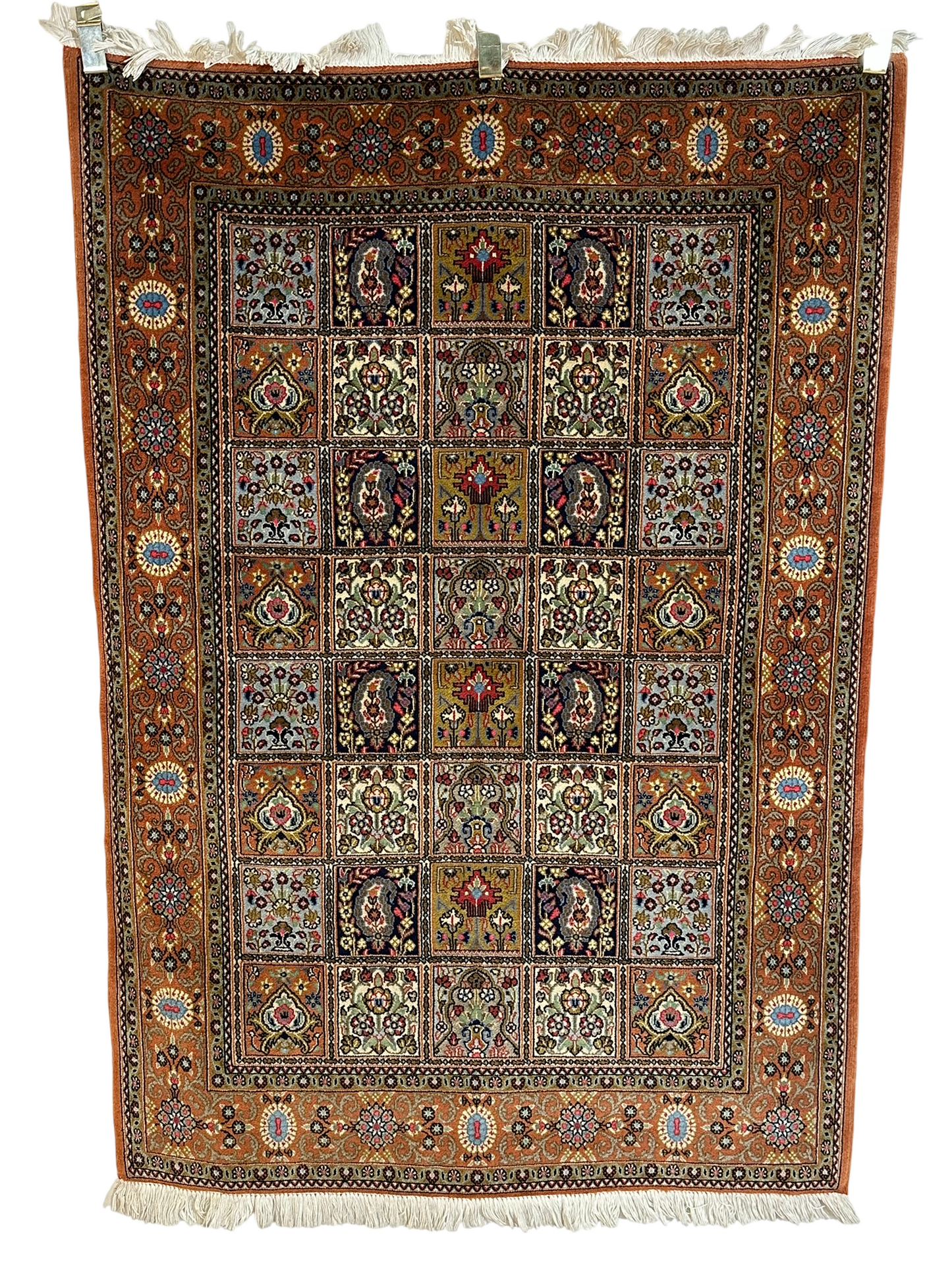 Orientteppich handgeknüpft Ghom Felder Korkwolle 155x110 cm