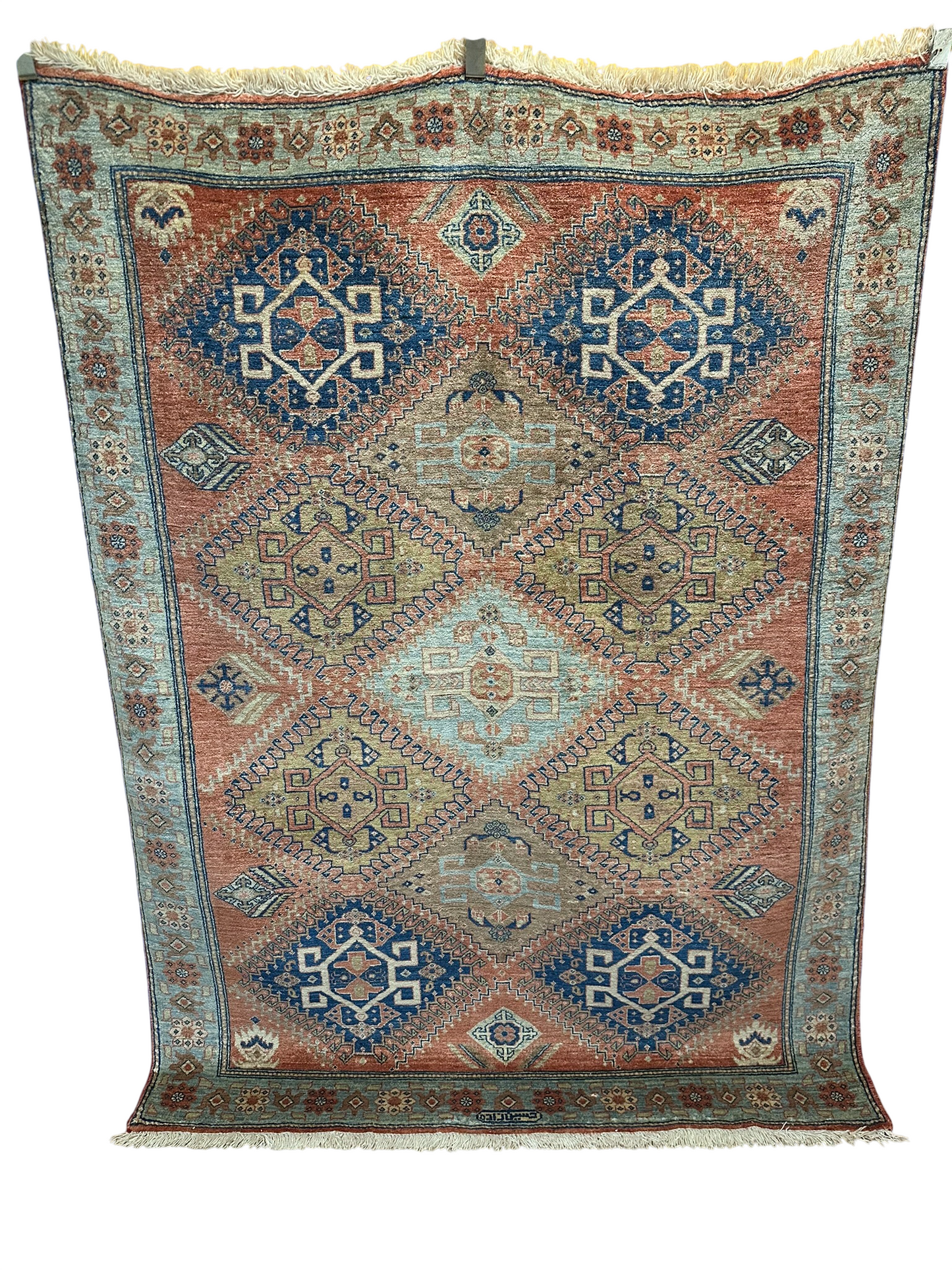 Orientteppich handgeknüpft Kazak 204x152 cm Naturfarben signiert