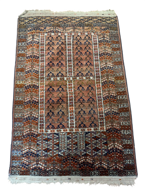 Antiker Orientteppich handgeknüpft UDSSR Jomut Hadjlu 130x85 cm