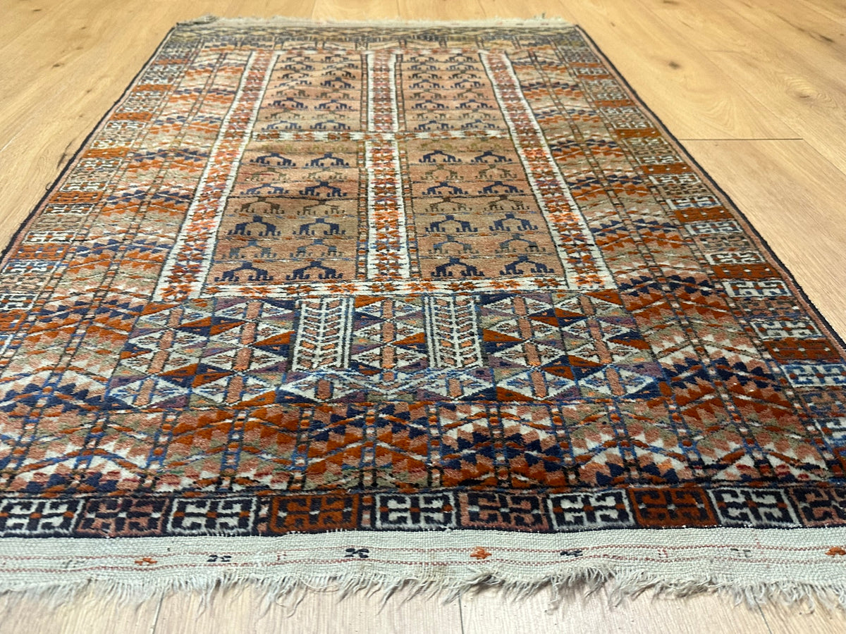 Antiker Orientteppich handgeknüpft UDSSR Jomut Hadjlu 130x85 cm