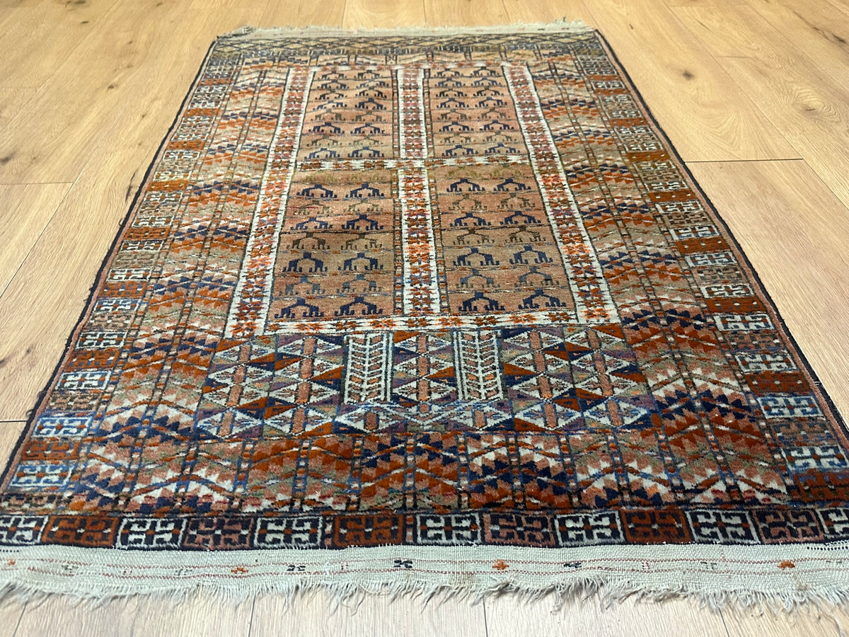 Antiker Orientteppich handgeknüpft UDSSR Jomut Hadjlu 130x85 cm