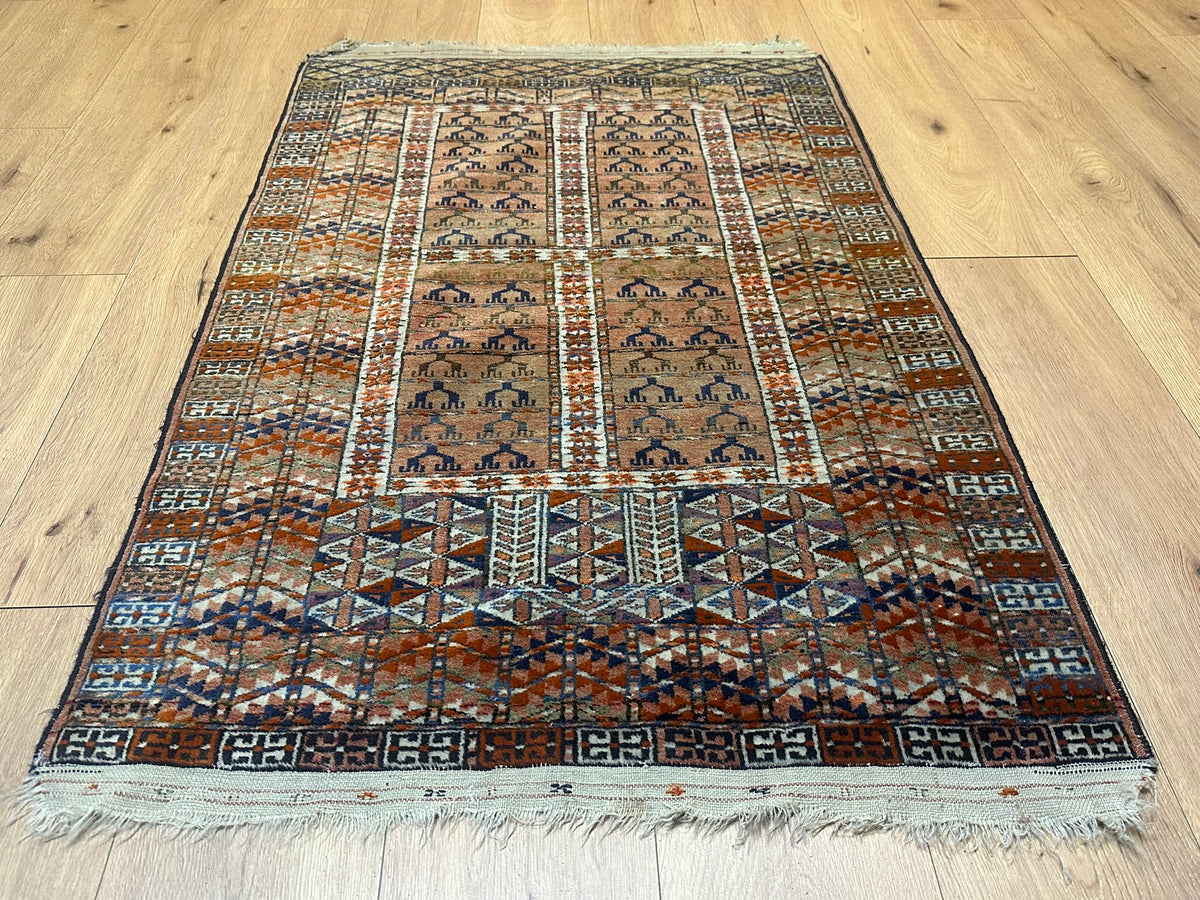 Antiker Orientteppich handgeknüpft UDSSR Jomut Hadjlu 130x85 cm