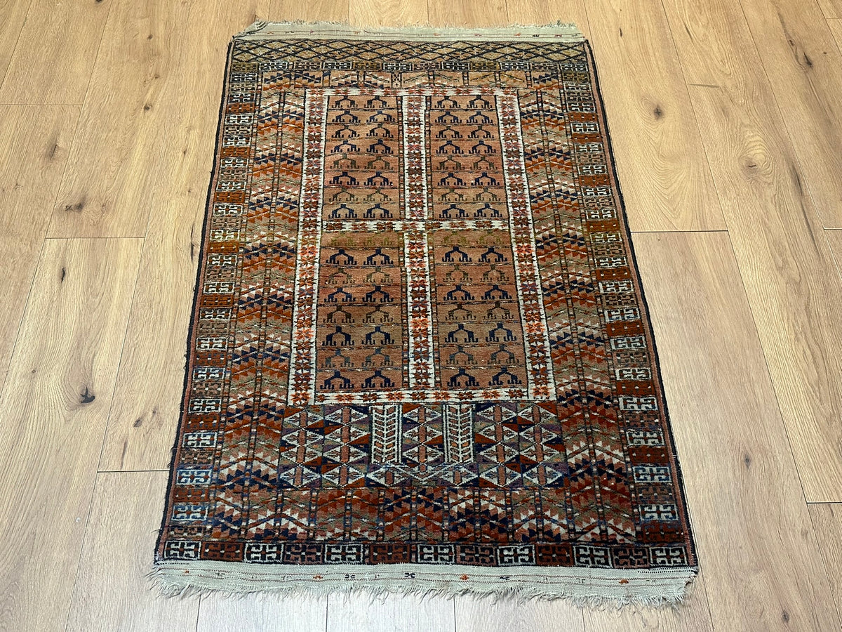 Antiker Orientteppich handgeknüpft UDSSR Jomut Hadjlu 130x85 cm