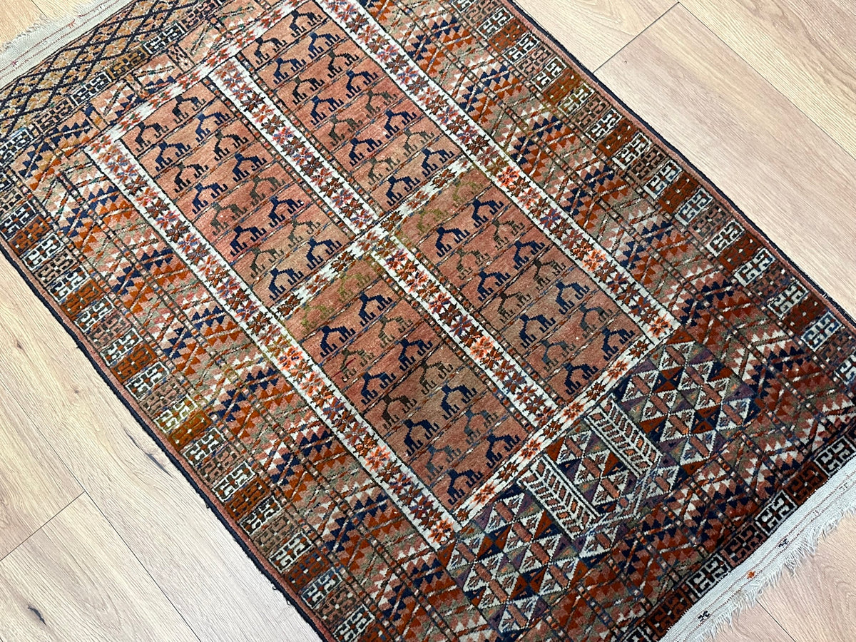 Antiker Orientteppich handgeknüpft UDSSR Jomut Hadjlu 130x85 cm