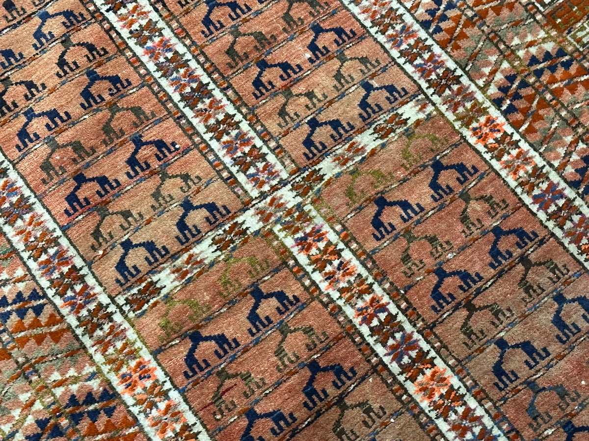 Antiker Orientteppich handgeknüpft UDSSR Jomut Hadjlu 130x85 cm