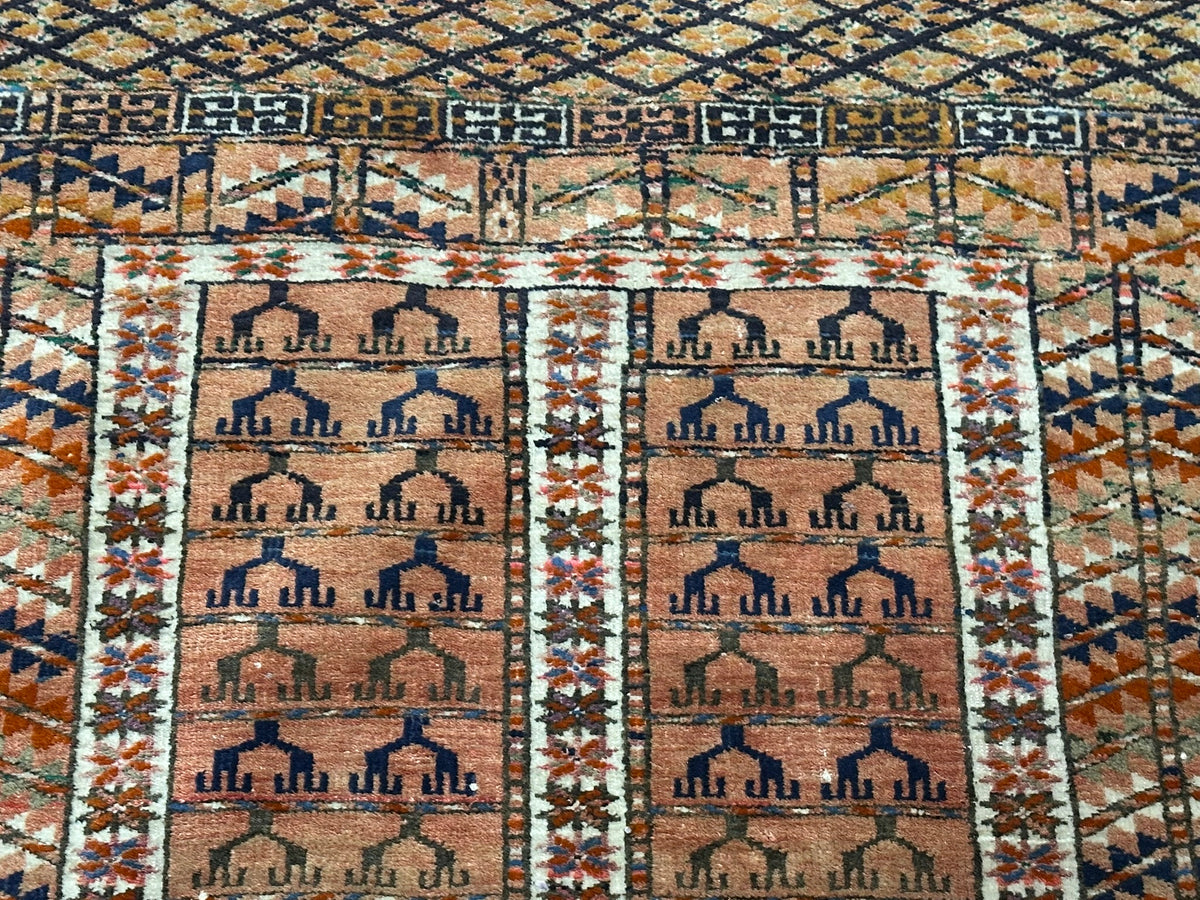 Antiker Orientteppich handgeknüpft UDSSR Jomut Hadjlu 130x85 cm