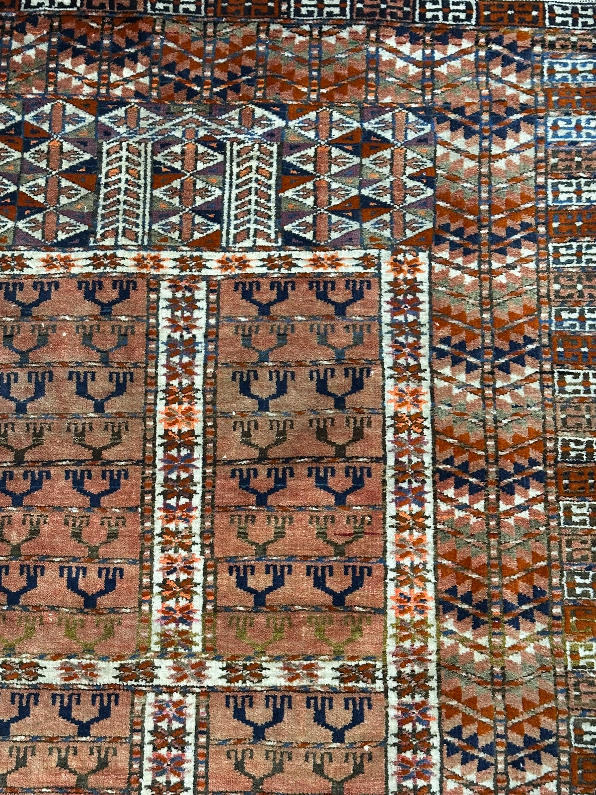 Antiker Orientteppich handgeknüpft UDSSR Jomut Hadjlu 130x85 cm