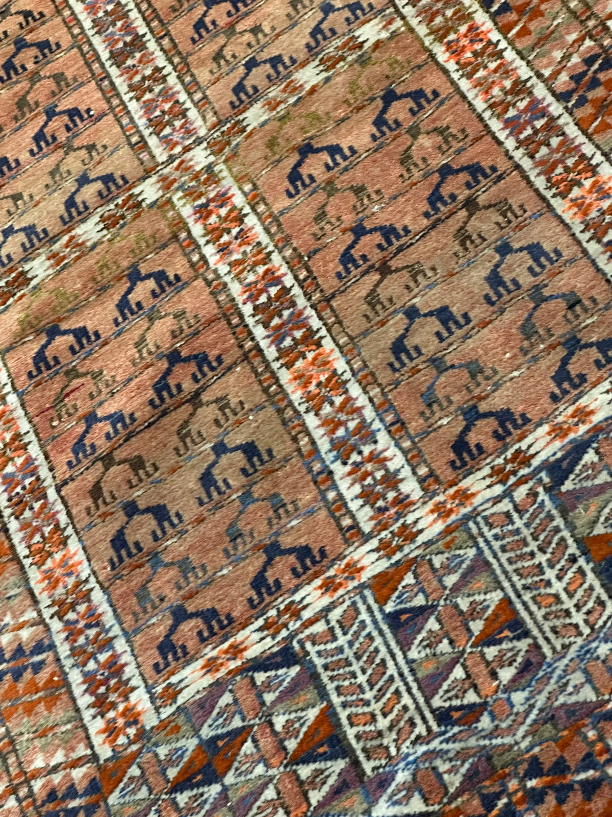 Antiker Orientteppich handgeknüpft UDSSR Jomut Hadjlu 130x85 cm