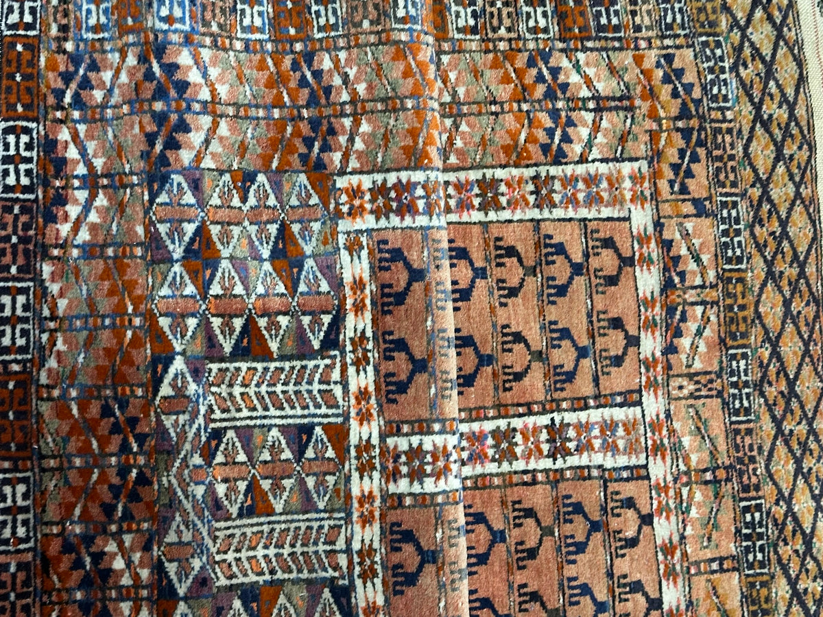 Antiker Orientteppich handgeknüpft UDSSR Jomut Hadjlu 130x85 cm