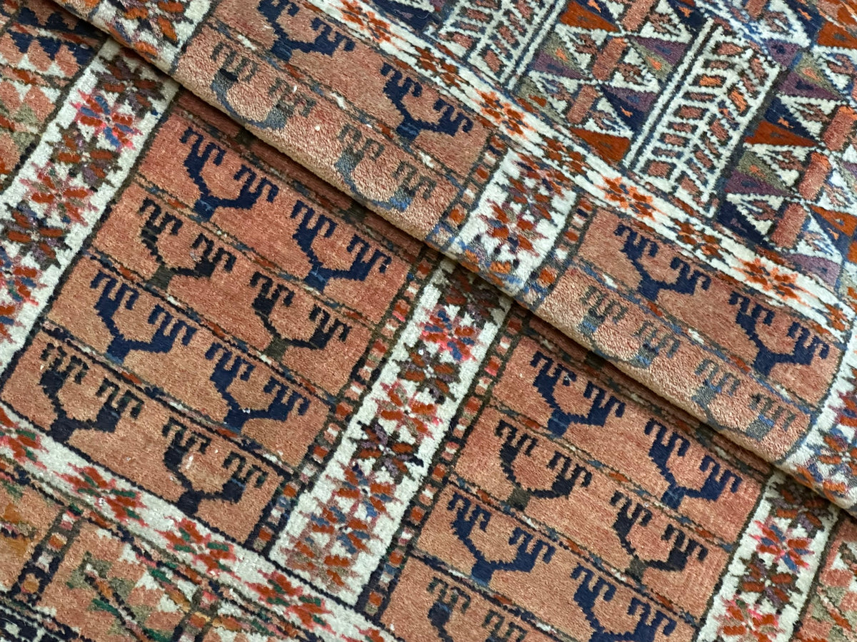 Antiker Orientteppich handgeknüpft UDSSR Jomut Hadjlu 130x85 cm