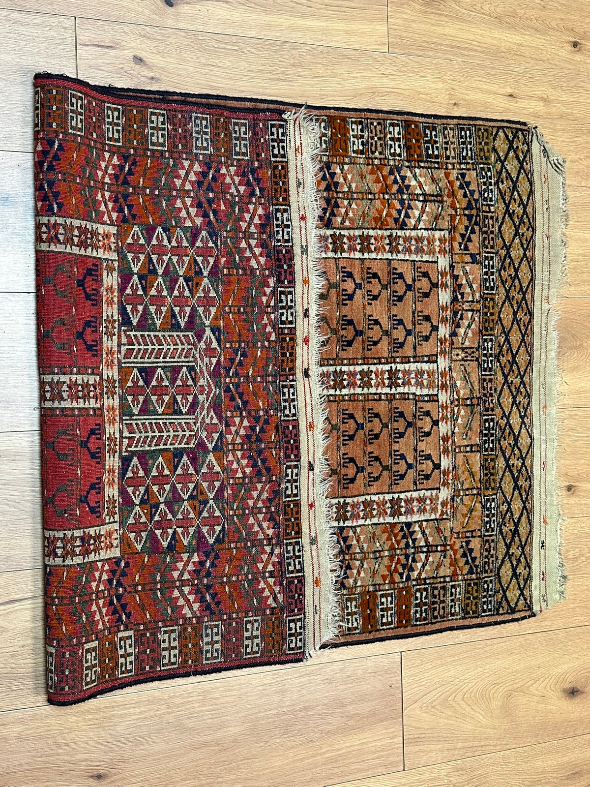 Antiker Orientteppich handgeknüpft UDSSR Jomut Hadjlu 130x85 cm