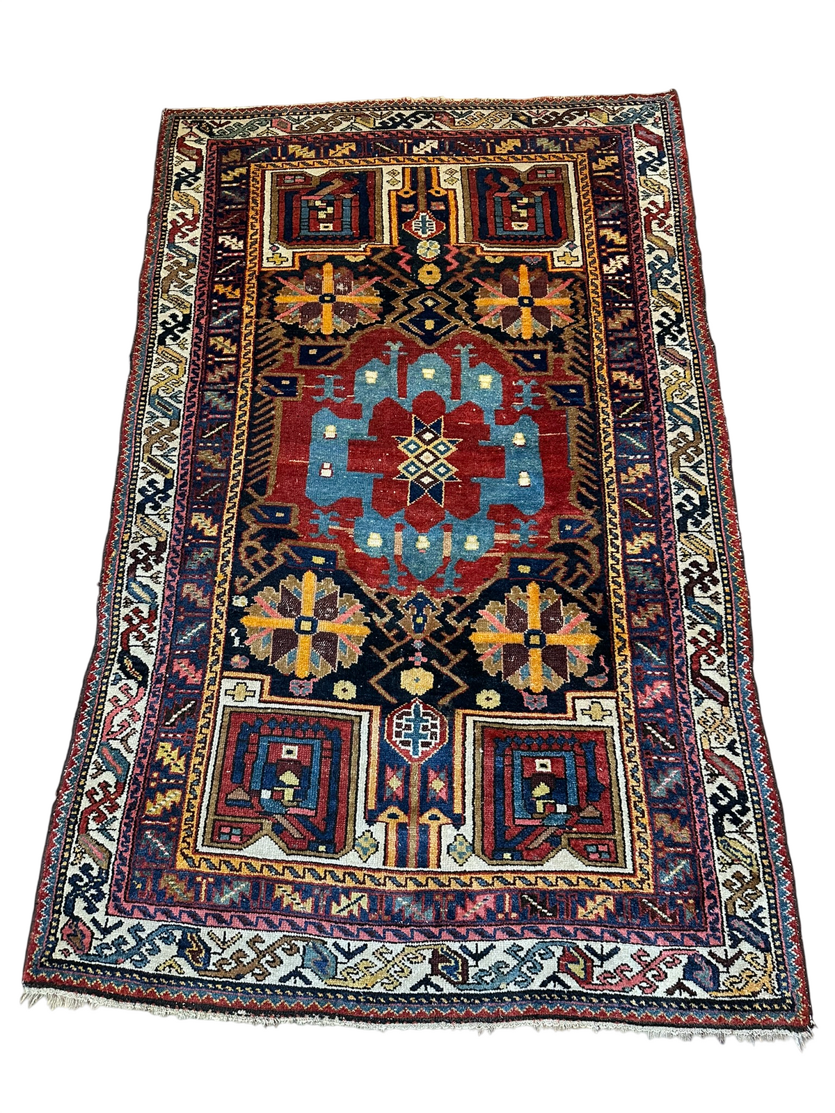 Antiker Orientteppich handgeknüpft Bachtiar Wolle 215x135 cm