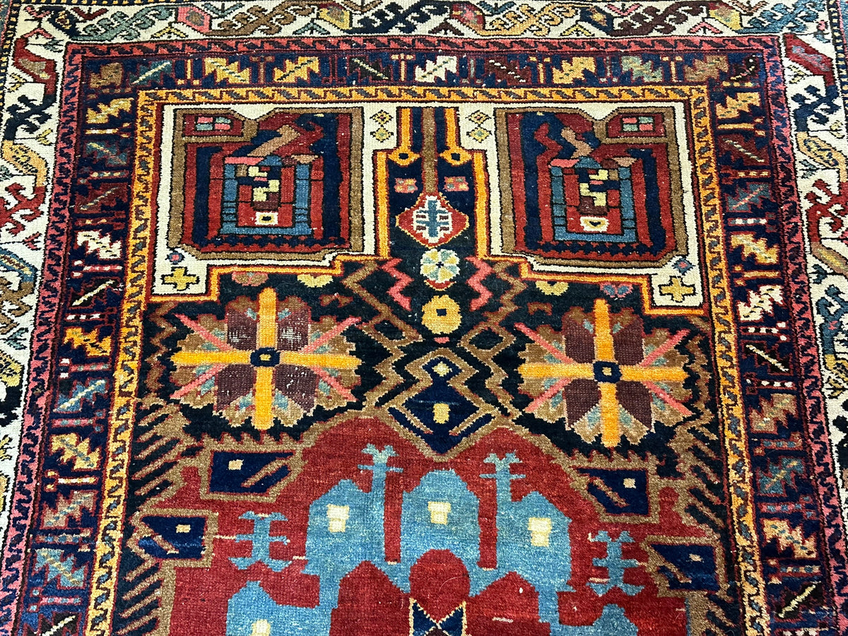 Antiker Orientteppich handgeknüpft Bachtiar Wolle 215x135 cm