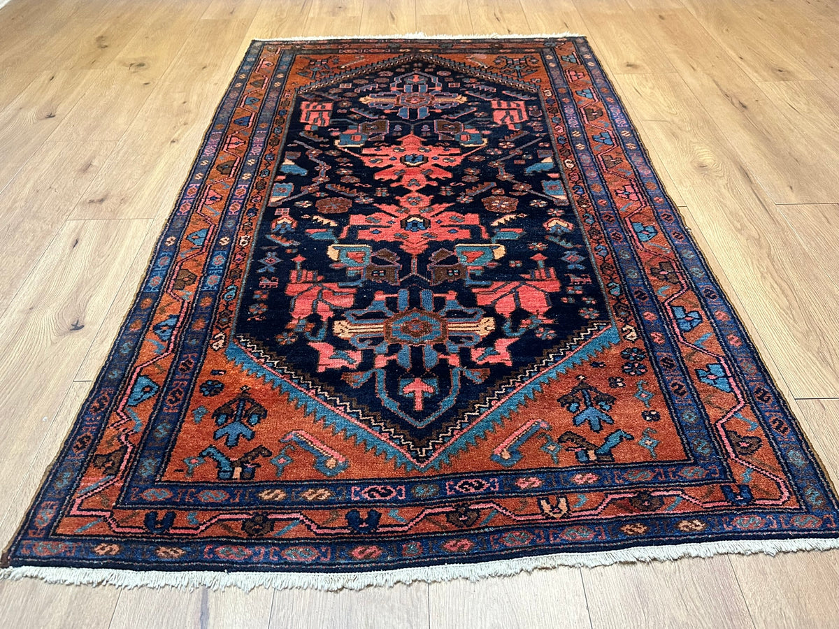 Antiker Orientteppich handgeknüpft Malayer 185x110 cm