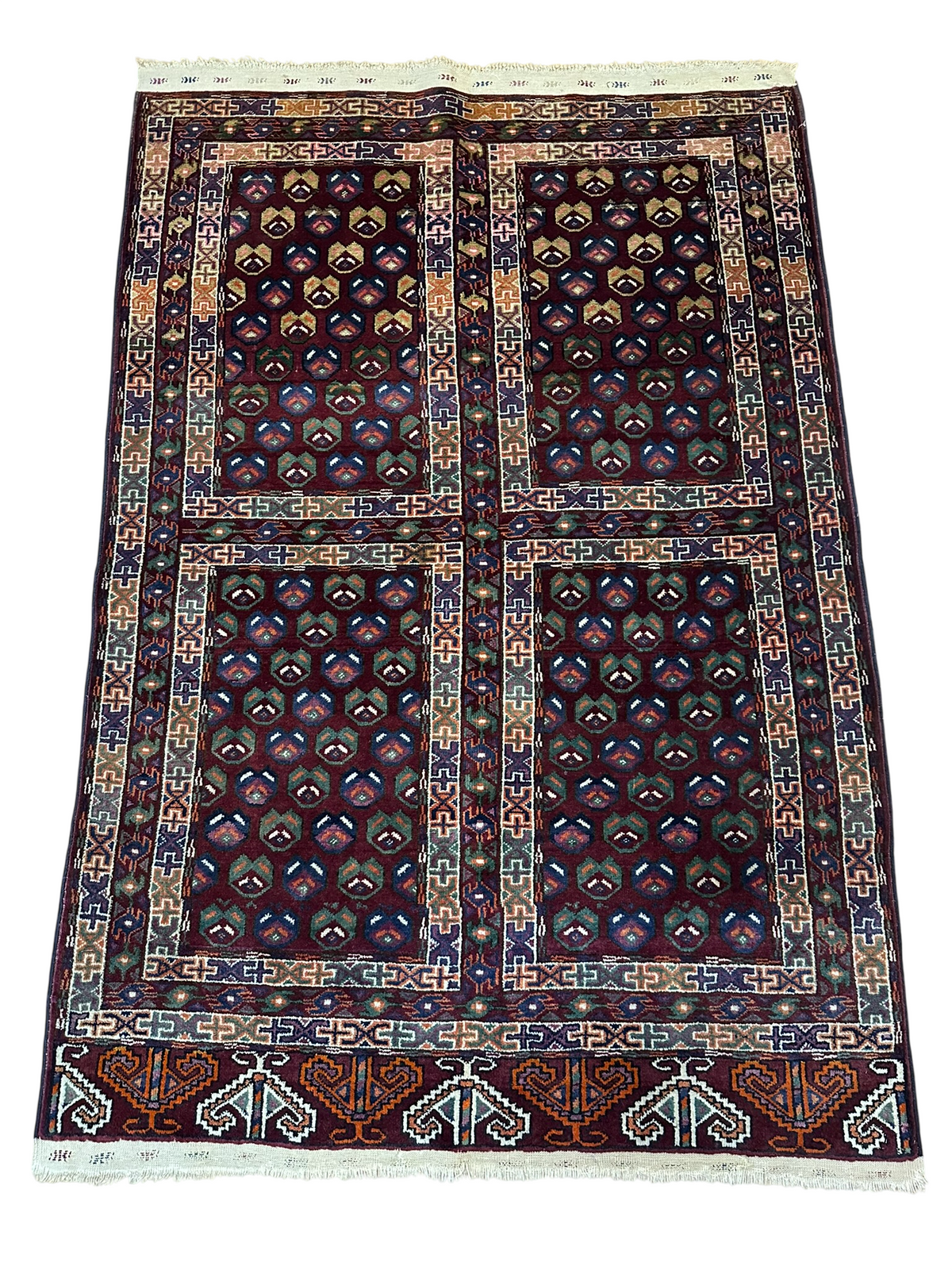 Antiker Orientteppich handgeknüpft UDSSR Jomut Buchara Tekke 145x103 cm