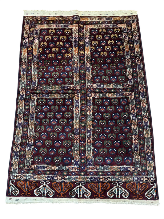 Antiker Orientteppich handgeknüpft UDSSR Jomut Buchara Tekke 145x103 cm