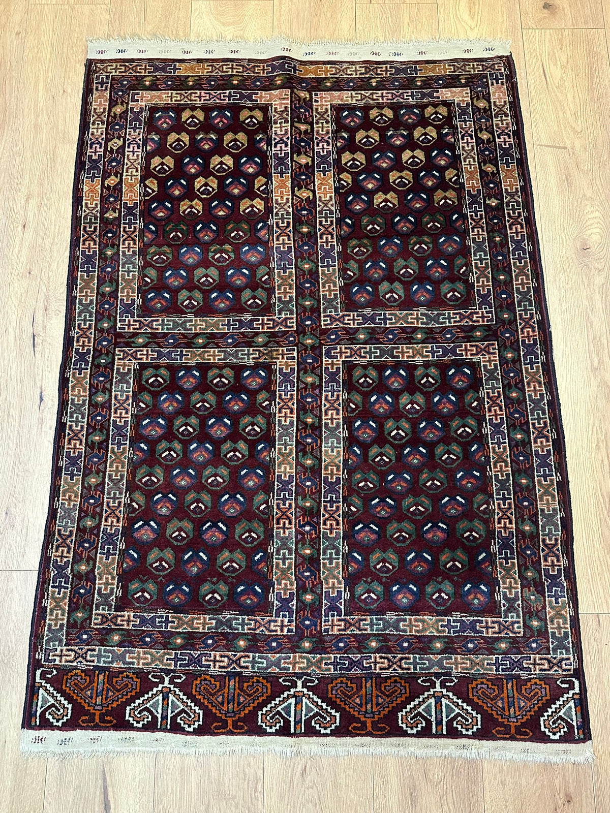 Antiker Orientteppich handgeknüpft UDSSR Jomut Buchara Tekke 145x103 cm