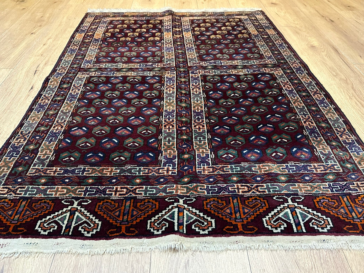 Antiker Orientteppich handgeknüpft UDSSR Jomut Buchara Tekke 145x103 cm