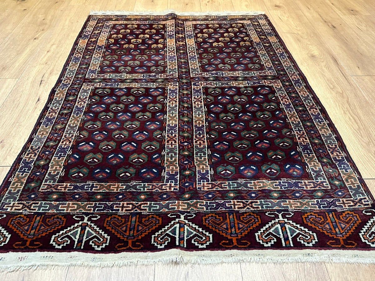 Antiker Orientteppich handgeknüpft UDSSR Jomut Buchara Tekke 145x103 cm
