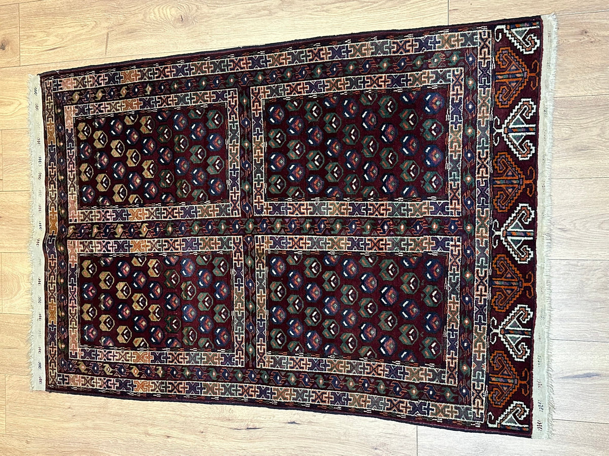 Antiker Orientteppich handgeknüpft UDSSR Jomut Buchara Tekke 145x103 cm