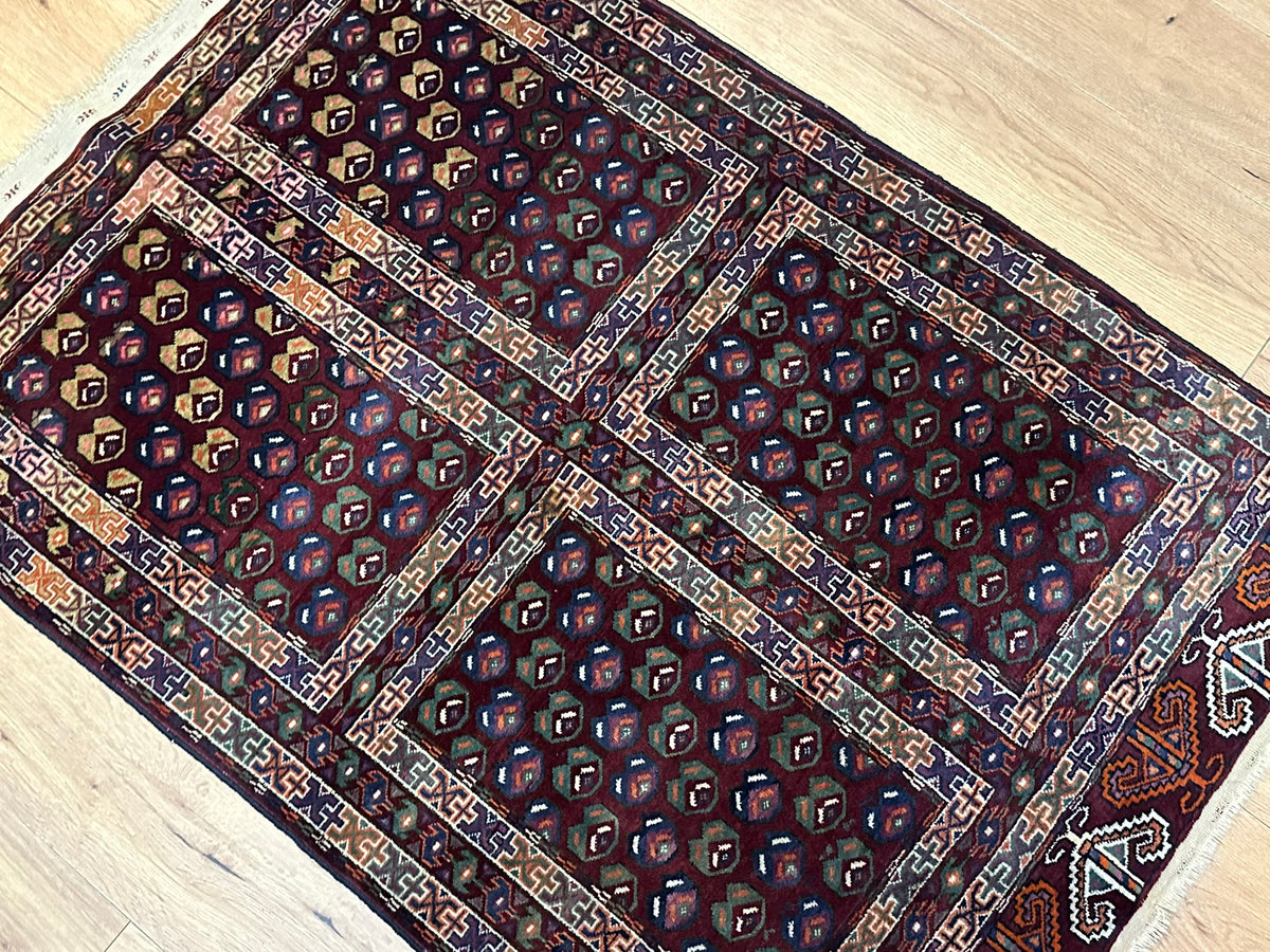 Antiker Orientteppich handgeknüpft UDSSR Jomut Buchara Tekke 145x103 cm