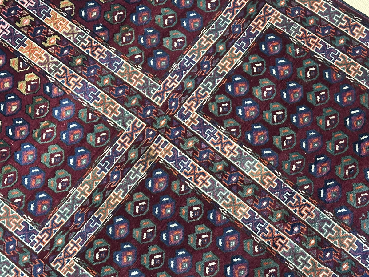 Antiker Orientteppich handgeknüpft UDSSR Jomut Buchara Tekke 145x103 cm