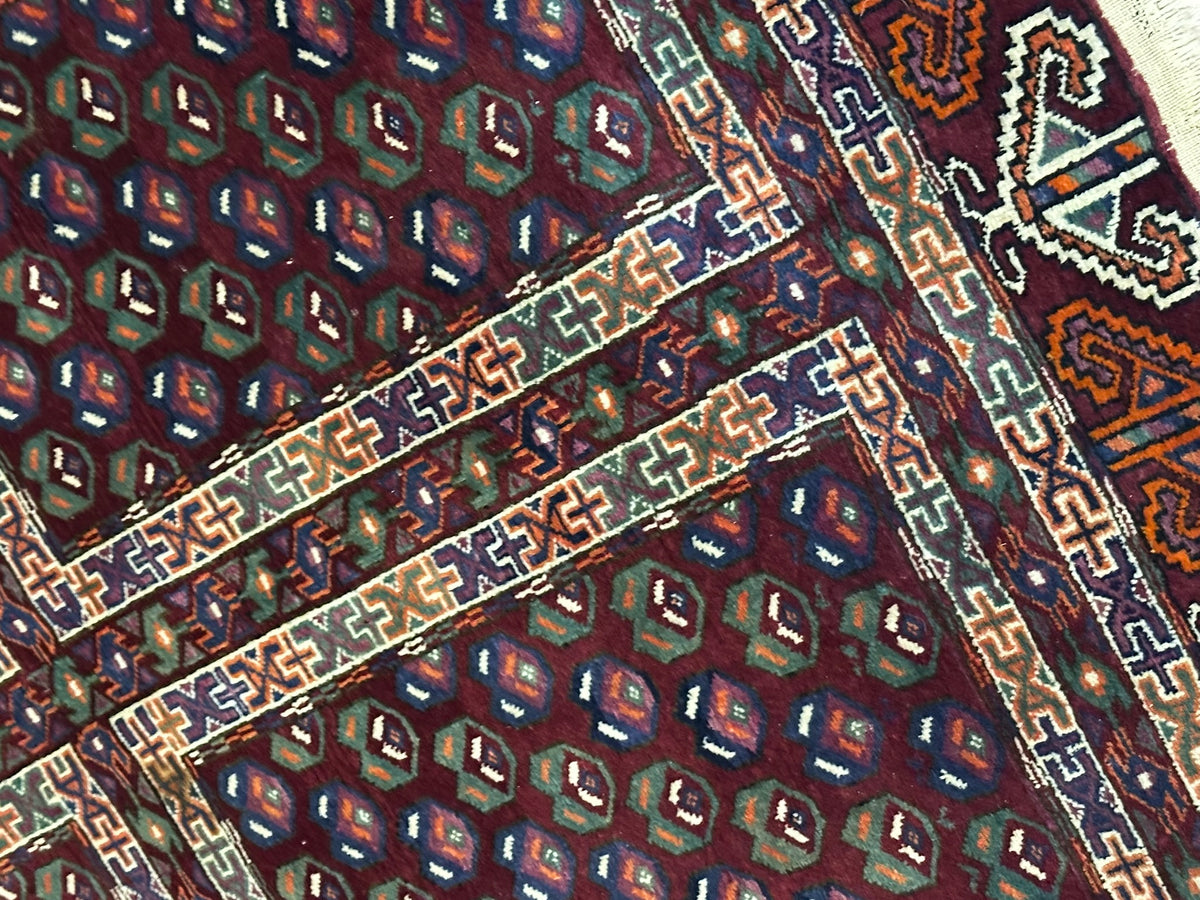 Antiker Orientteppich handgeknüpft UDSSR Jomut Buchara Tekke 145x103 cm