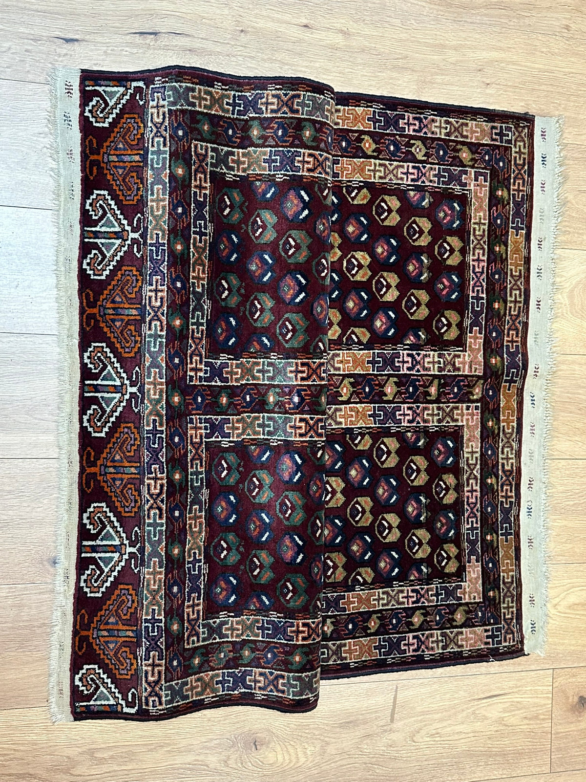 Antiker Orientteppich handgeknüpft UDSSR Jomut Buchara Tekke 145x103 cm