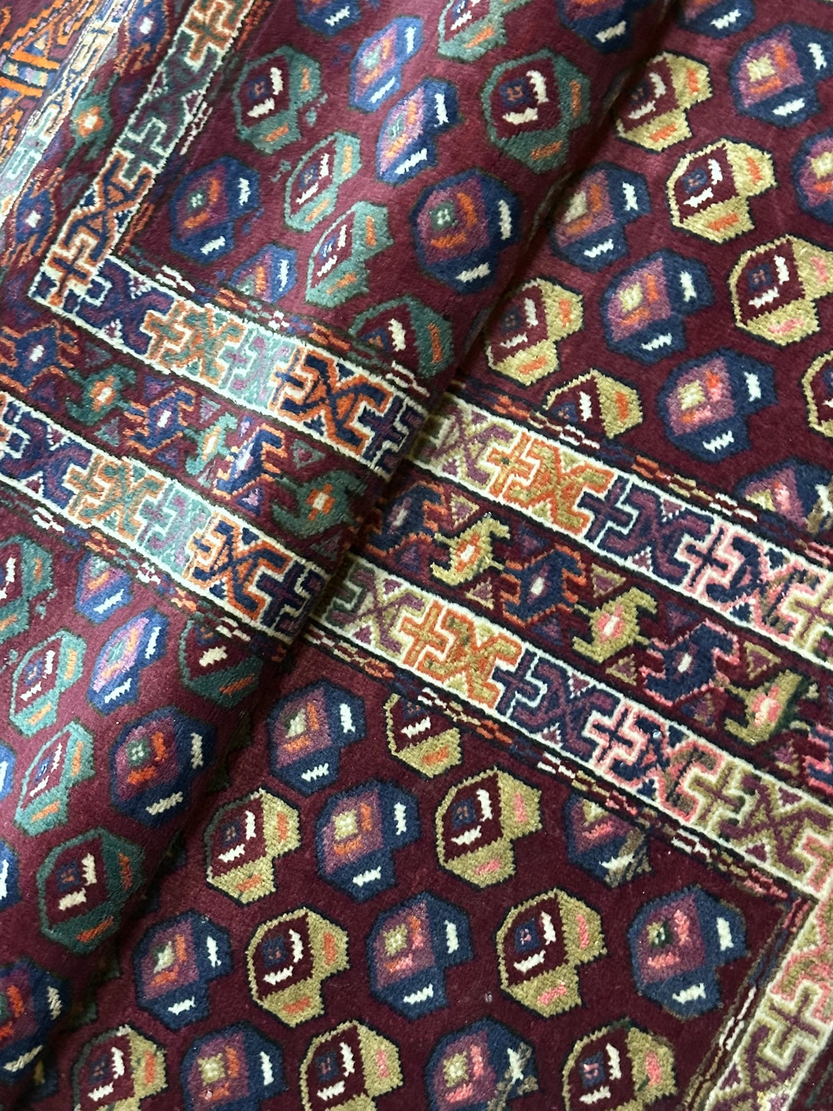 Antiker Orientteppich handgeknüpft UDSSR Jomut Buchara Tekke 145x103 cm