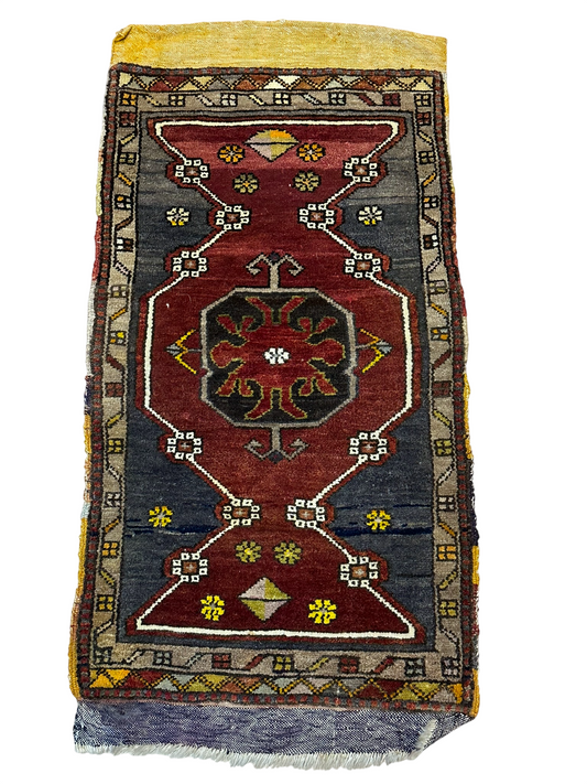 Antiker Orientteppich handgeknüpft Türkei Yahali 100 x 50 cm