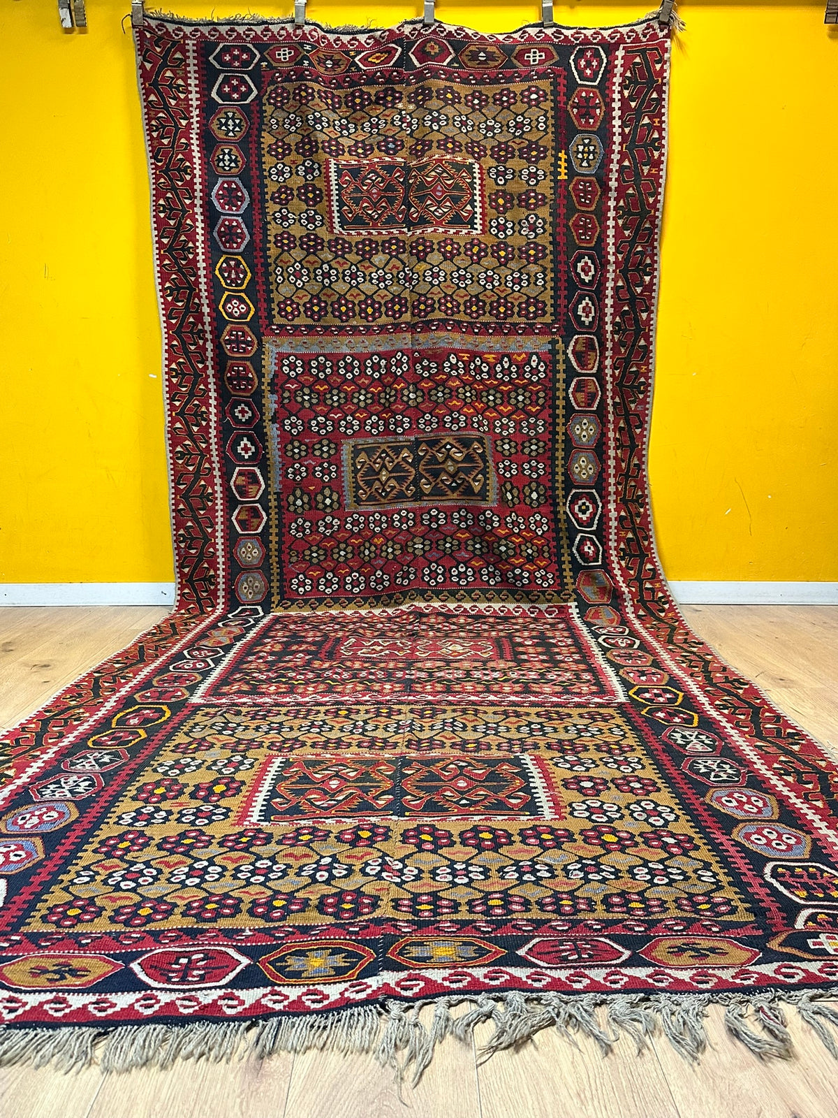 Antiker Orient Kelim Flachgewebe Handgewebt 410 x 173 cm