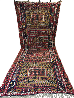 Antiker Orient Kelim Flachgewebe Handgewebt 410 x 173 cm