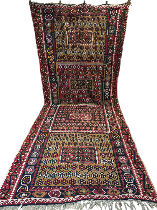 Antiker Orient Kelim Flachgewebe Handgewebt 410 x 173 cm