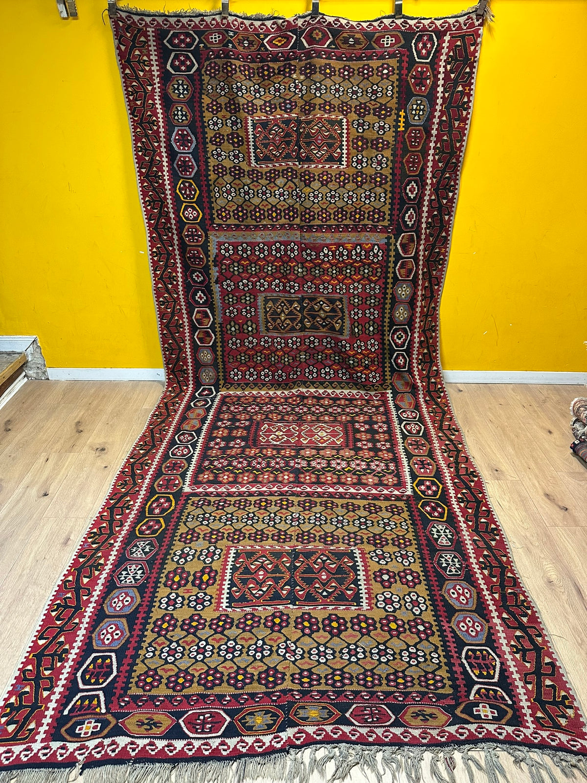 Antiker Orient Kelim Flachgewebe Handgewebt 410 x 173 cm