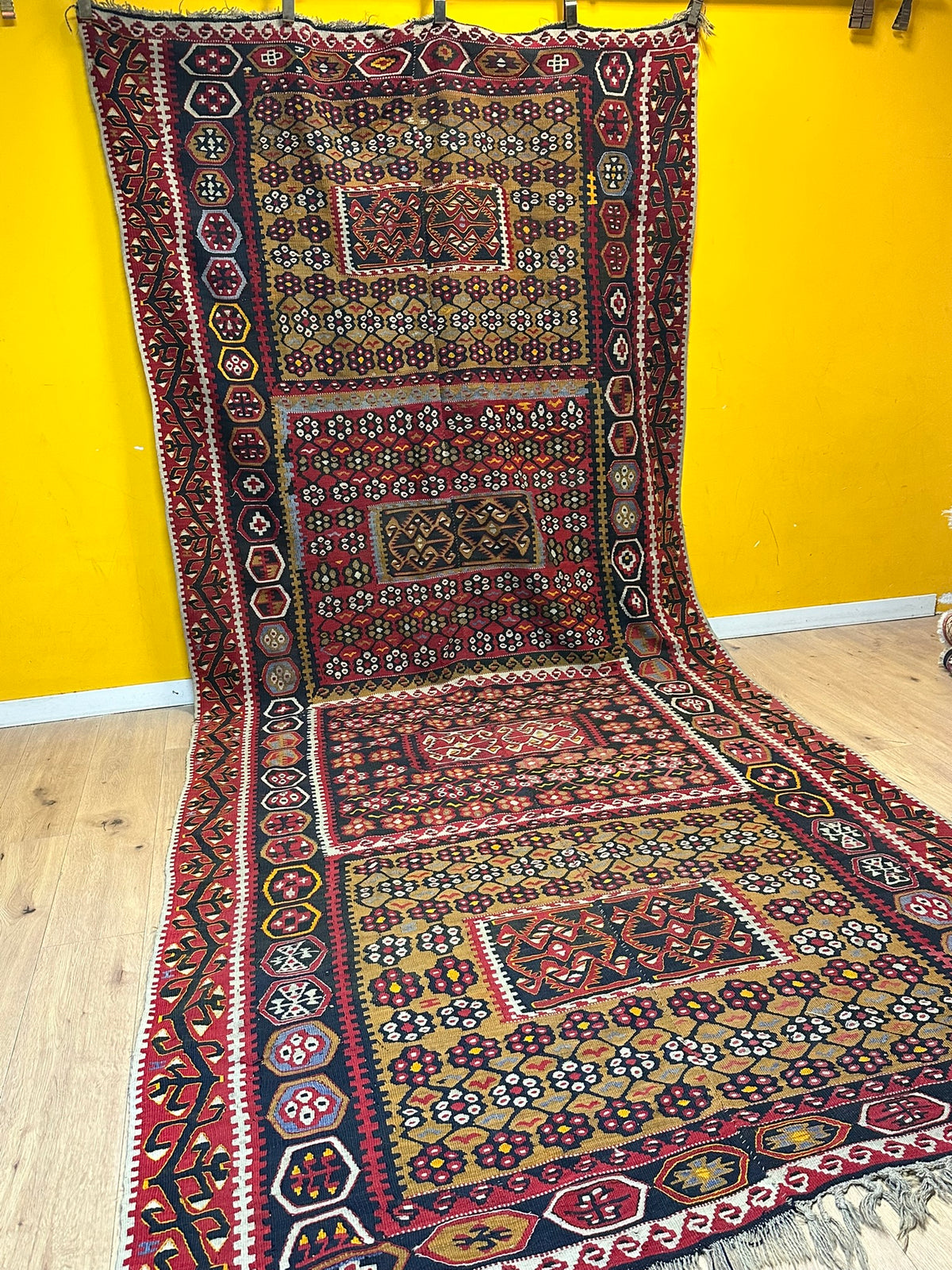 Antiker Orient Kelim Flachgewebe Handgewebt 410 x 173 cm