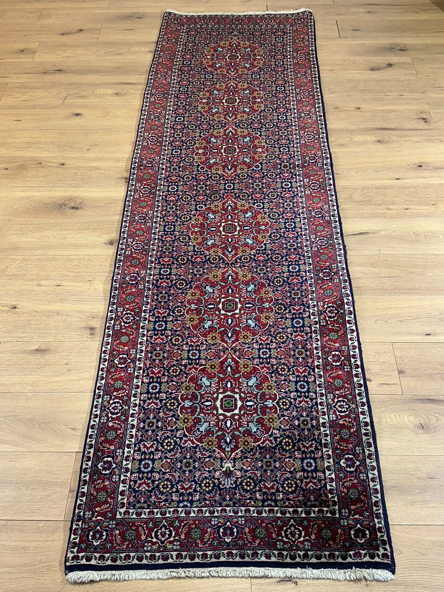 Orientteppich handgeknüpft Bidjar Läufer 290x86 cm