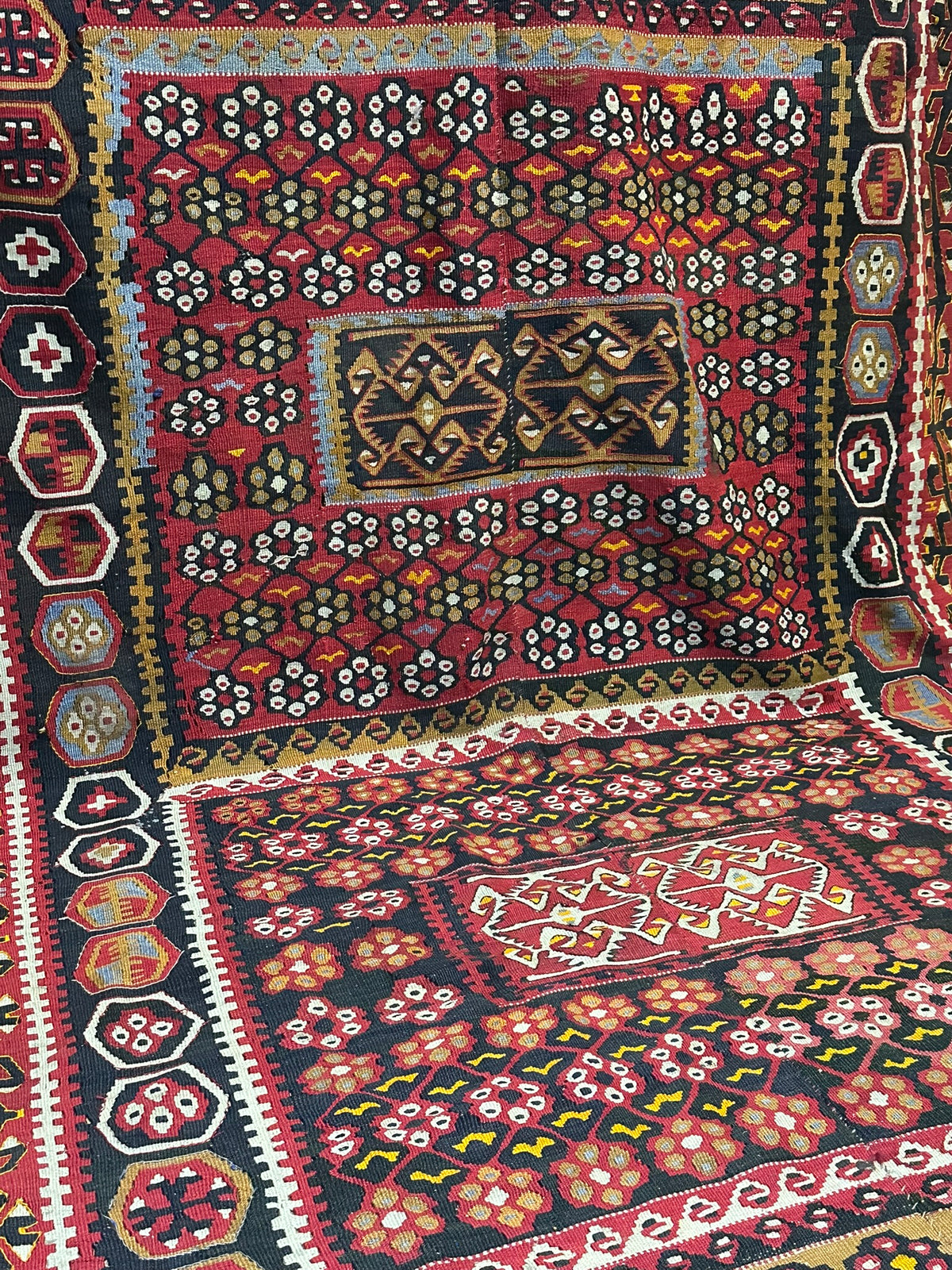 Antiker Orient Kelim Flachgewebe Handgewebt 410 x 173 cm