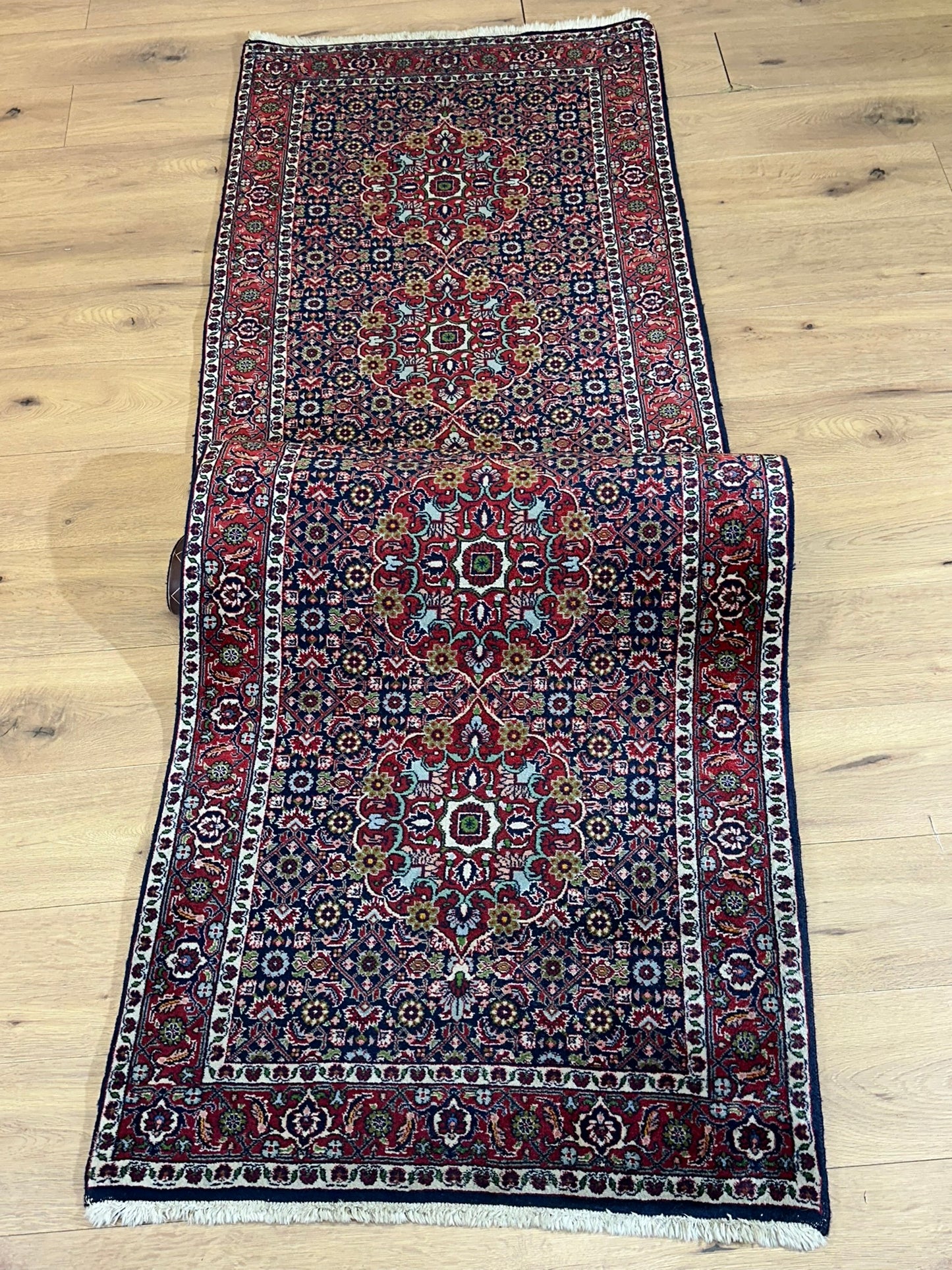 Orientteppich handgeknüpft Bidjar Läufer 290x86 cm