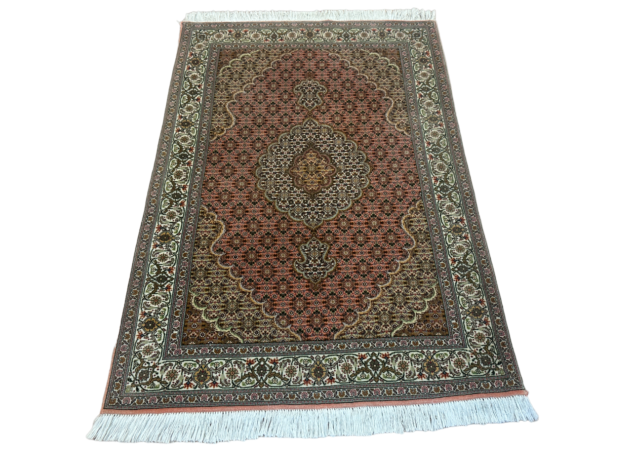 Handgeknüpfter Perser Orientteppich - Täbriz Mahi mit Seide 150x100 cm