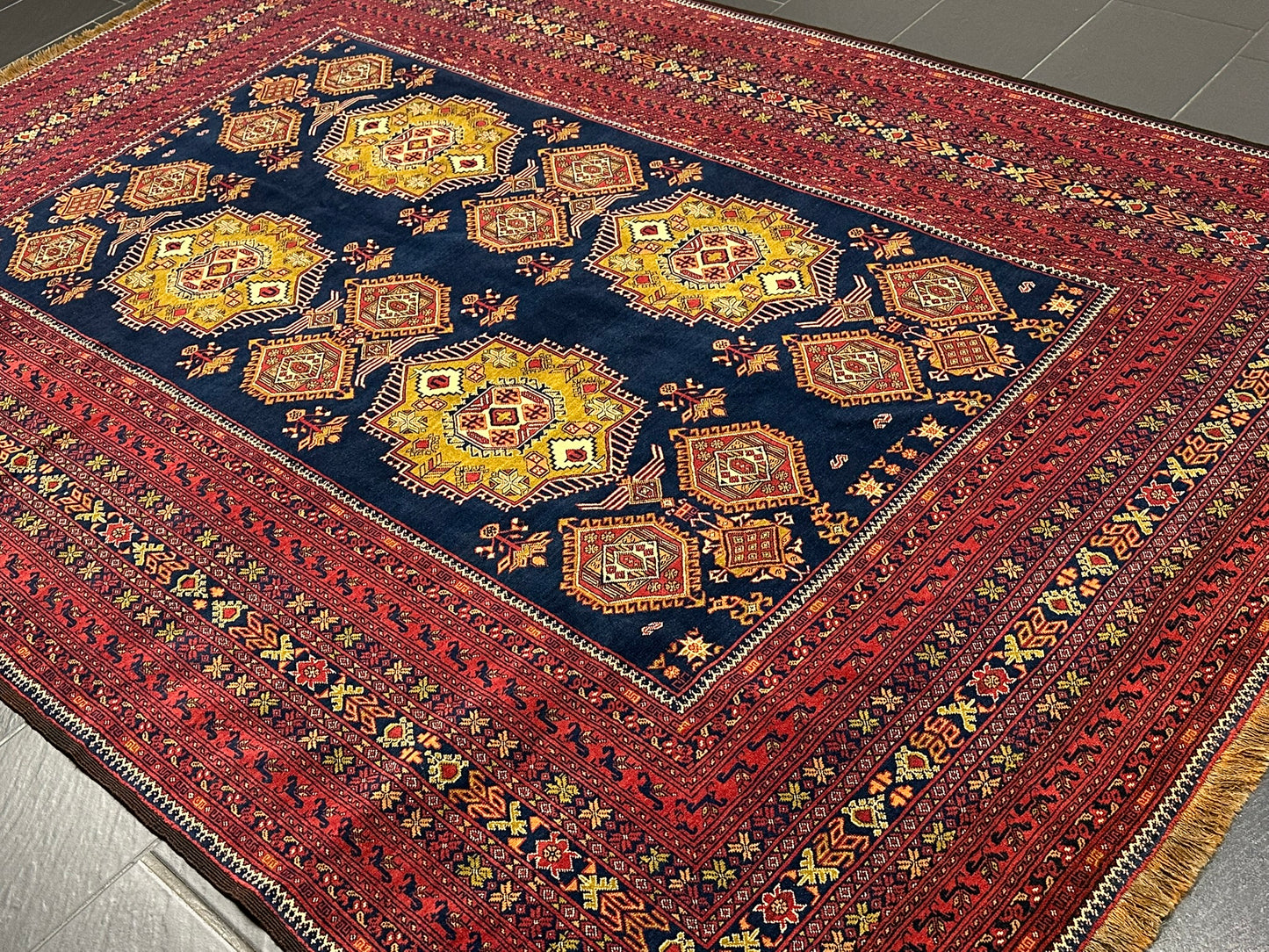 Handgeknüpfter Afghan Artdeco Teppich 450x270 cm aus Wolle