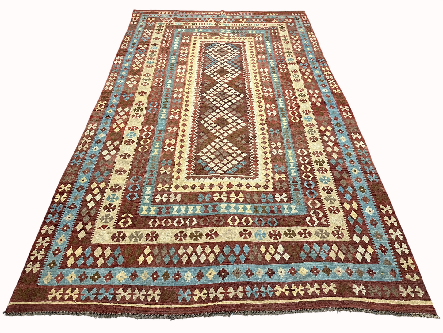 Handgeknüpfter Kelim Teppich 413x240 cm Naturfarben aus der Türkei antik