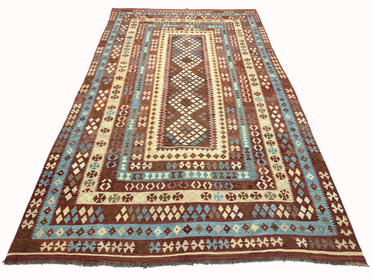 Handgeknüpfter Kelim Teppich 413x240 cm Naturfarben aus der Türkei antik