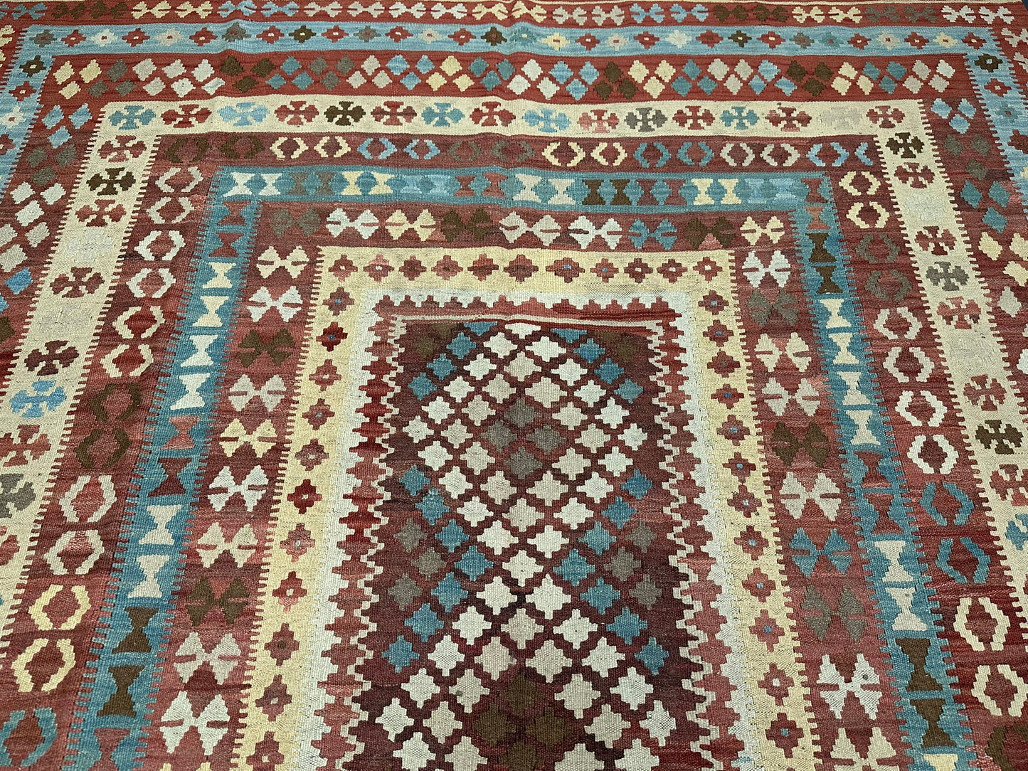 Handgeknüpfter Kelim Teppich 413x240 cm Naturfarben aus der Türkei antik