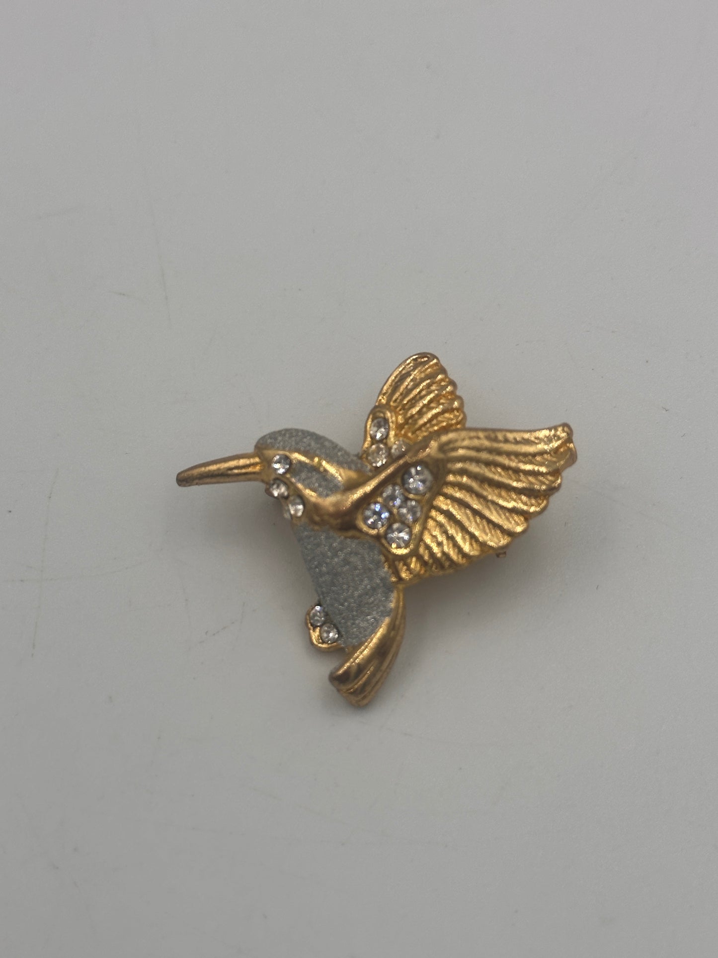 Vintage Vogel Brosche mit Zirkonia Steinen - Vergoldet