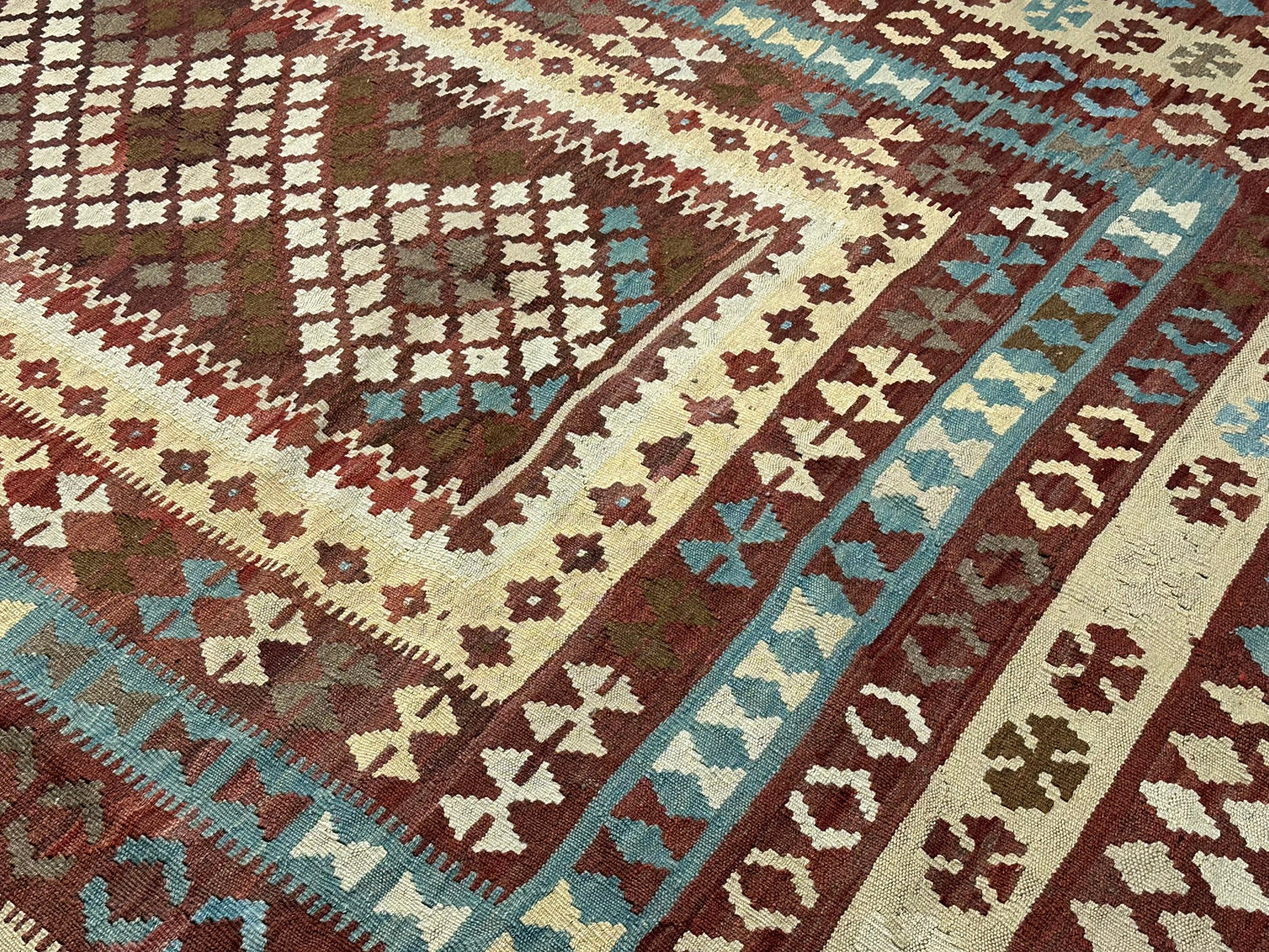 Handgeknüpfter Kelim Teppich 413x240 cm Naturfarben aus der Türkei antik