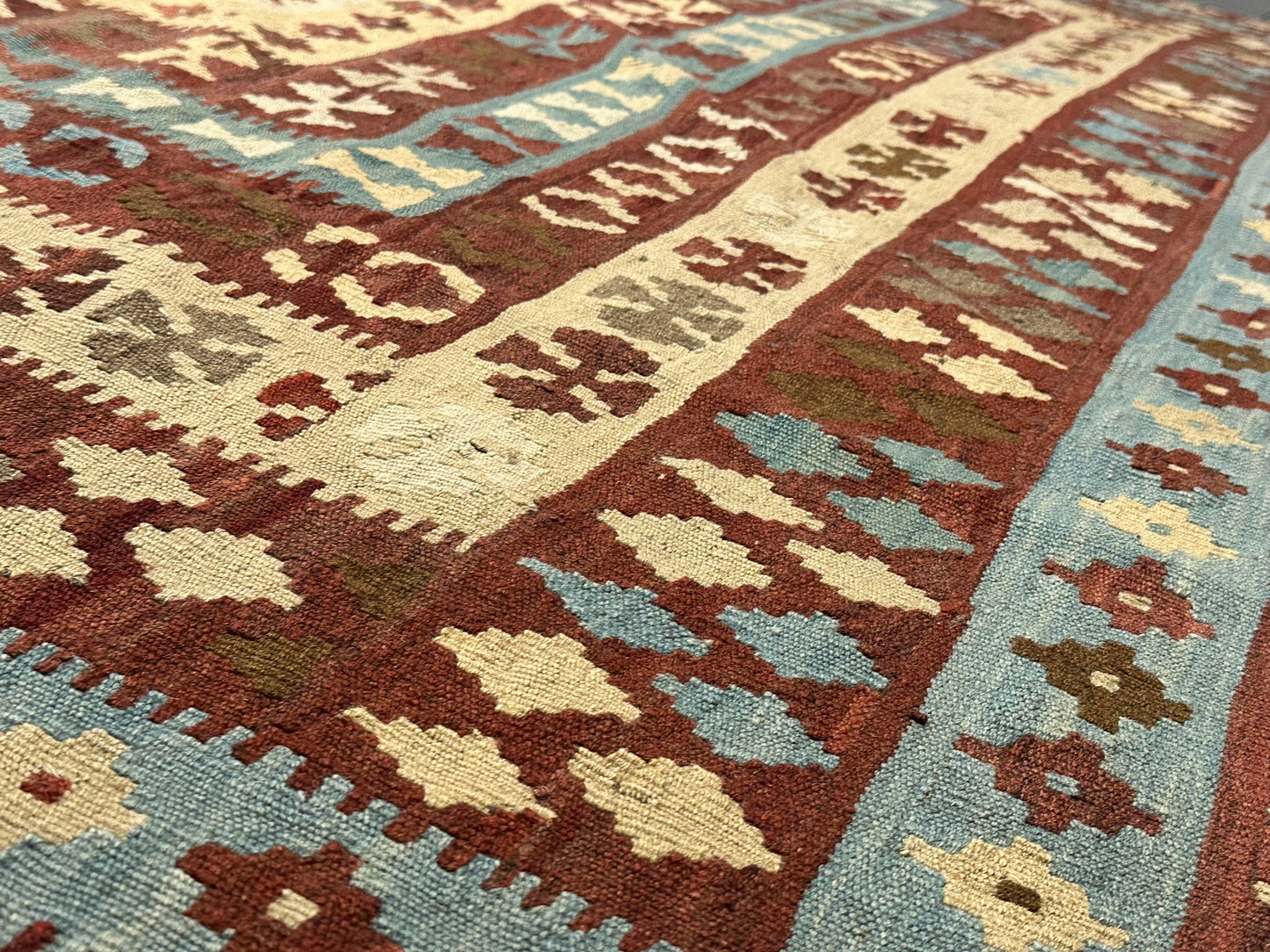 Handgeknüpfter Kelim Teppich 413x240 cm Naturfarben aus der Türkei antik